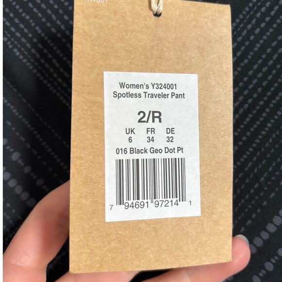 Royal Robbins NWT black patterned spotless traveler trouser pants size 2 - Picture 9 of 10